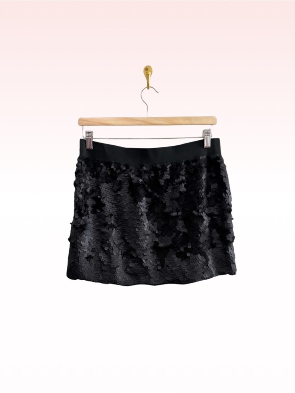 MANGO Black Sequin Mini Skirt (Sz M)